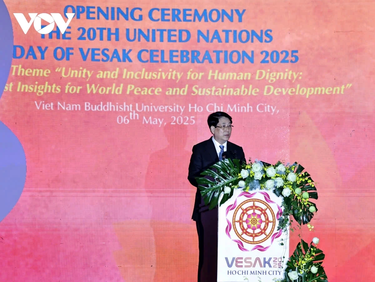 Vietnamese President Luong Cuong speaks at Vesak 2025 in Ho Chi Minh City on May 6