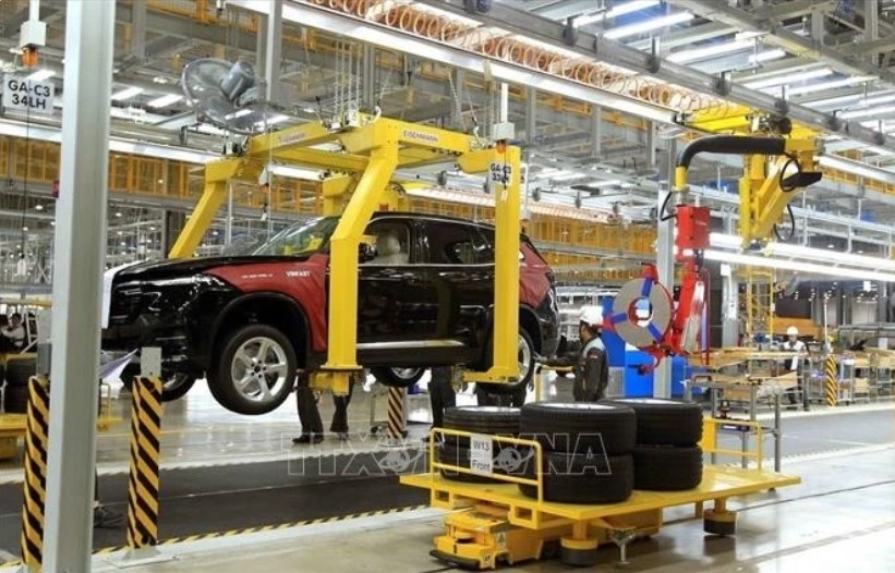 Car production at the VinFast factory, part of the privately-owned Vingroup conglomerate, in Cat Hai, Hai Phong