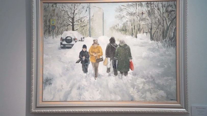 A painting by artist Claudie Van on display at the exhibition