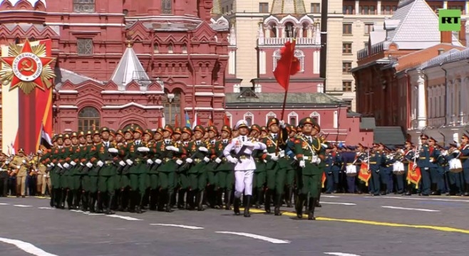 The Vietnam People’s Army formation marches past the grandstand