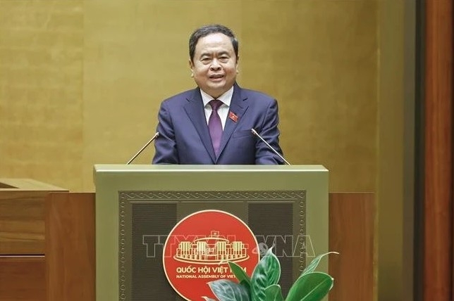 NA Chairman Tran Thanh Man addresses the conference in Hanoi on June 25. (Photo: VNA)