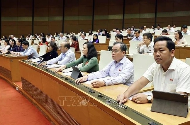 The resolution receives 407 votes in favour out of 423 deputies in presence. (Photo: VNA)
