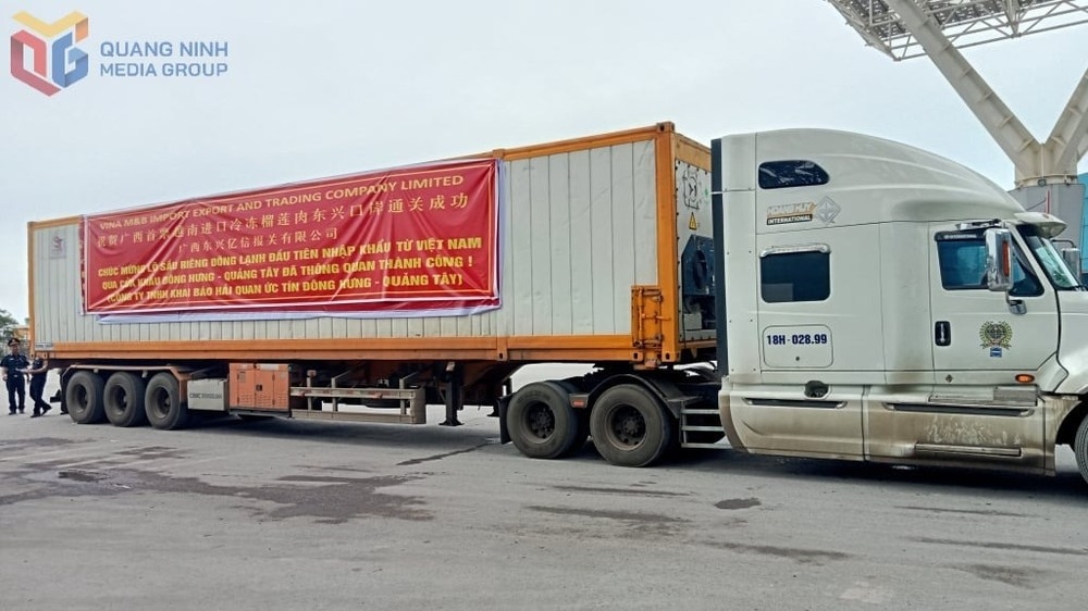 Vietnam successfully exports the first batch of frozen durian to China on May 30. (Photo: quangninh media group)