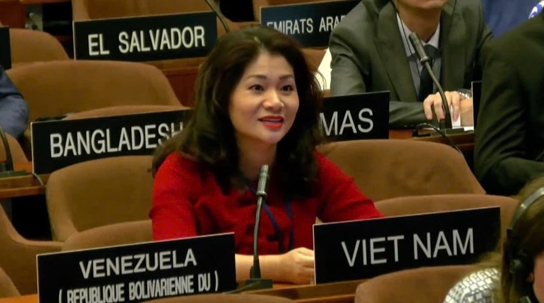 Dr. Nguyen Phuong Hoa speaks as Vietnam’s representative at the session (Photo:VGP)