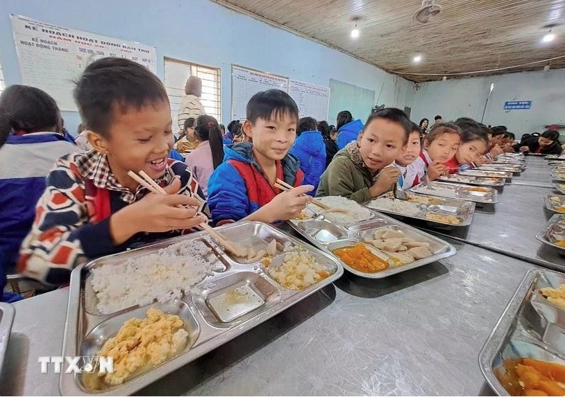 Students at Xin Chai Primary and Secondary Boarding School for Ethnic Minorities in Vi Xuyen district, Ha Giang province.
