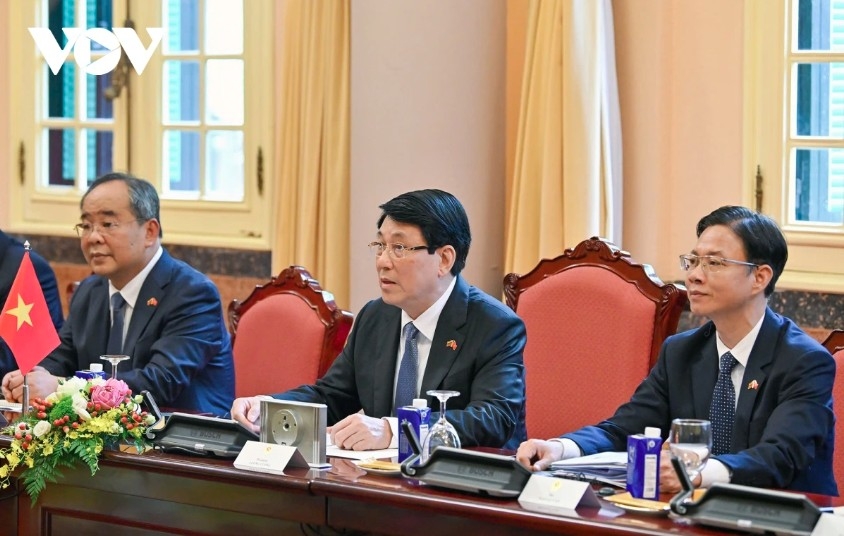 President Luong Cuong speaks at the talks