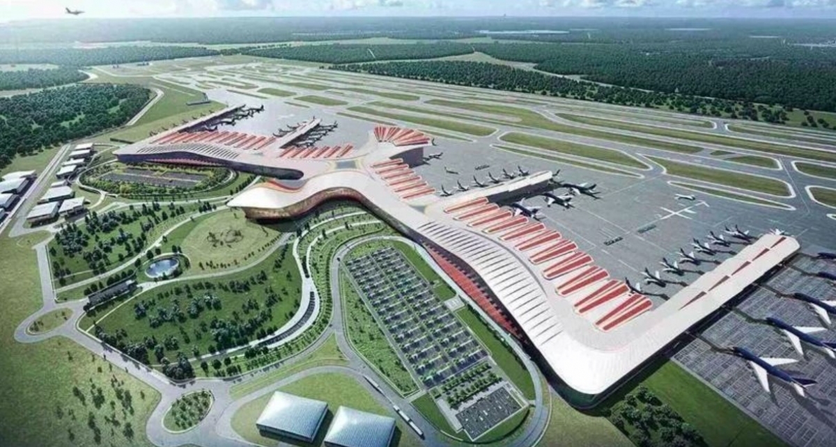 A graphic design of a new passenger terminal of Phu Quoc International Airport