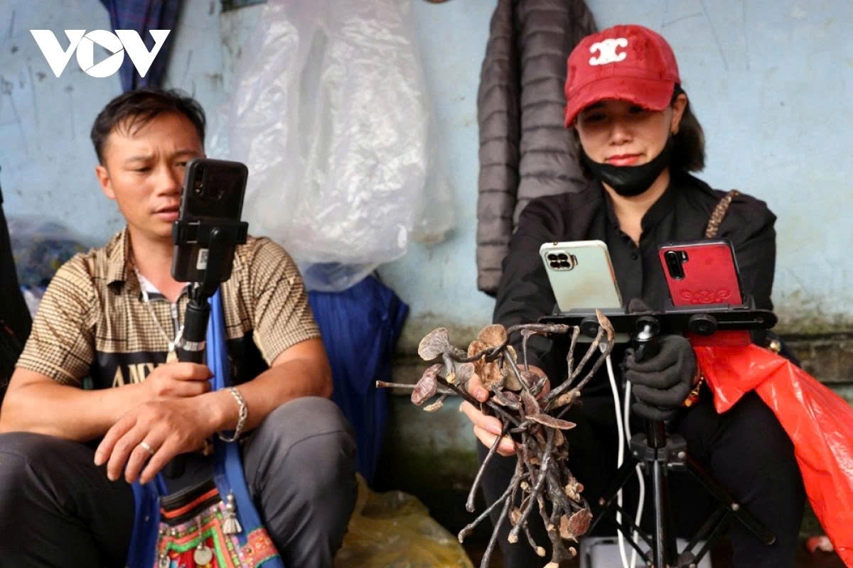 Not only in those modern livestream rooms, but even at traditional markets such as San Thang, Si Lo Lau, and Pa Tan, online sales are promoted by highland residents.