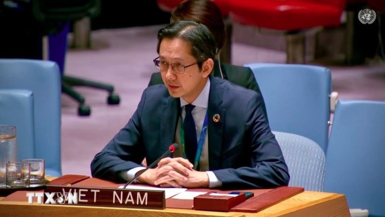 Permanent Representative of Vietnam to the UN Ambassador Do Hung Viet speaks at the high-level open debate (Photo:VNA)