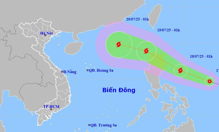 Tropical depression is moving quickly and is expected to intensify into a typhoon on July 18. (Photo: NCHMF)