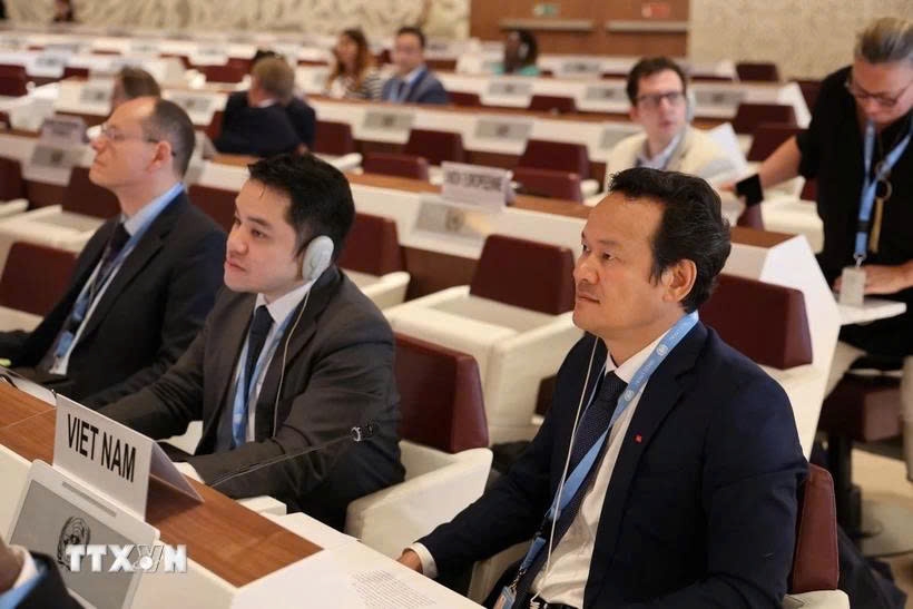 Ambassador Mai Phan Dung, head of the Vietnamese Delegation to the WTO, attends Norway's eighth Trade Policy Review in Geneva. (Photo: VNA)