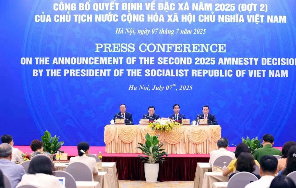 The President's Office holds a press conference in Hanoi on July 7 to announce the President's amnesty decision for National Day September 2. (Photo: TPO)