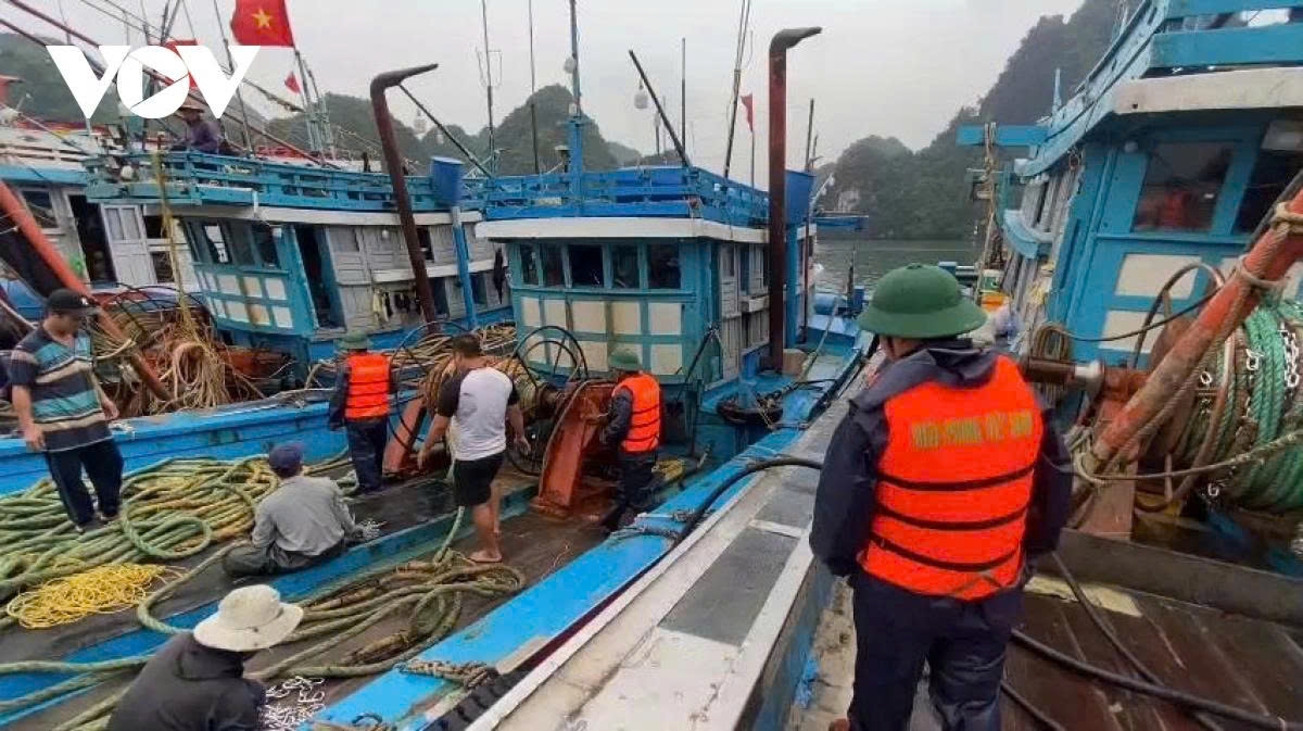Border guards and local fishermen are securing boats and vessels in preparation for Typhoon Wipha
