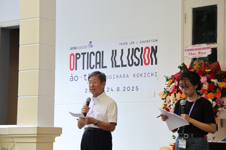 Professor Sugihara Kokichi addresses the event (Photo: nhandan.vn)