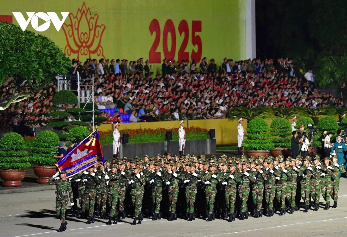 Next, in third position, is the military contingent from the Royal Cambodian Armed Forces.