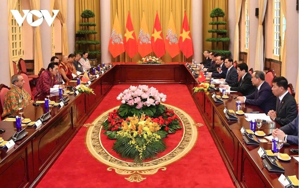 State President Luong Cuong and King Jigme Khesar Namgyel Wangchuck of Bhutan agree that Vietnam–Bhutan relations are nurtured by warm friendship, shared spiritual values, and a common vision of sustainable development