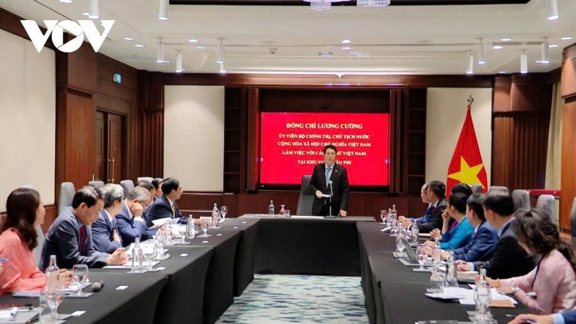 President Luong Cuong hold a working session with Vietnamese Ambassadors and Heads of Vietnam’s diplomatic missions in Africa, in Cairo on August 3 as part of State visit to Egypt