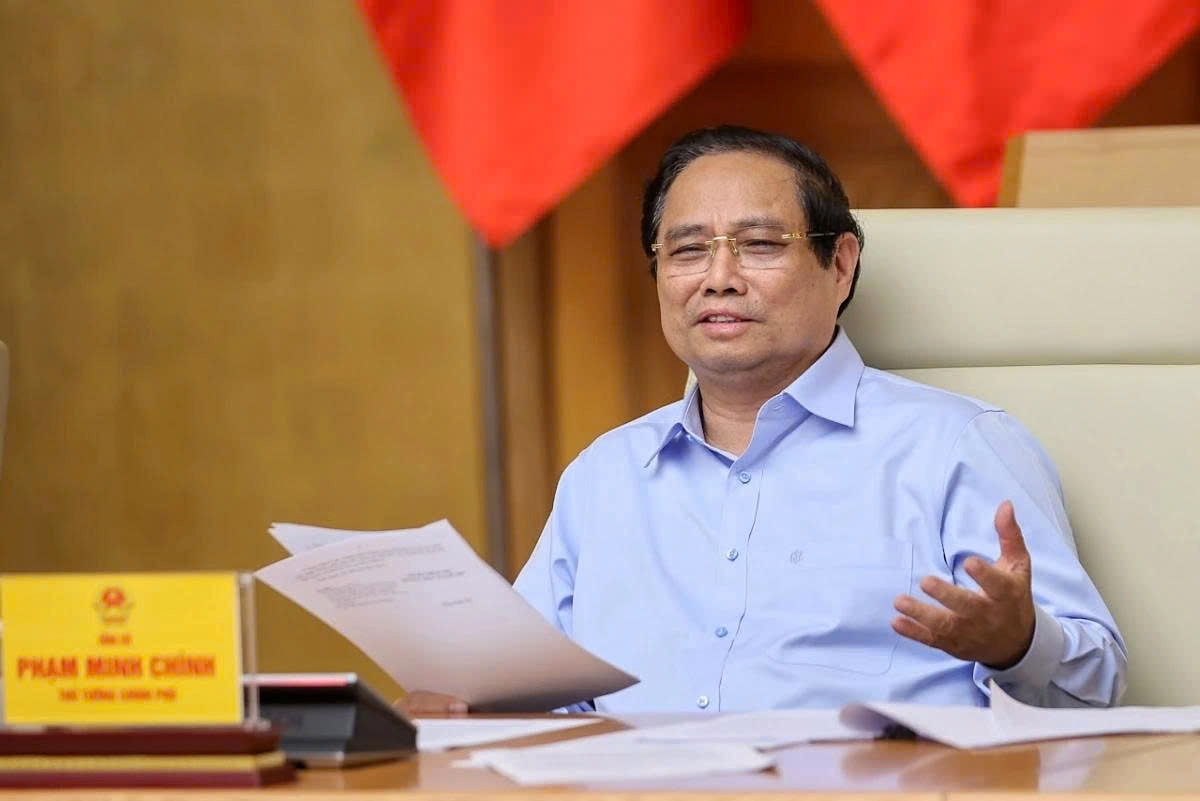 Prime Minister Pham Minh Chinh, who is also Secretary of the Party Committee of the Government, speaks at the meeting. (Photo: VGP)