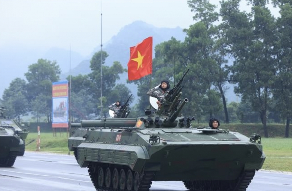 The armoured force at the rehearsal. (Photo: VNA)