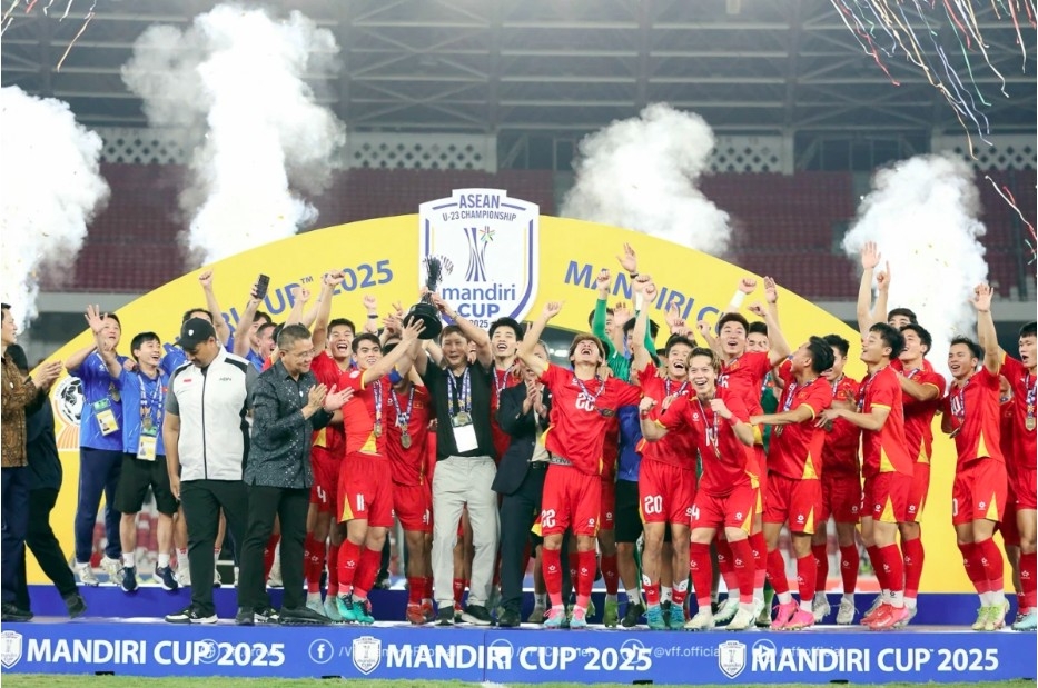 U23 Vietnam clinch 2025 ASEAN U23 Championship title (Photo: VFF)