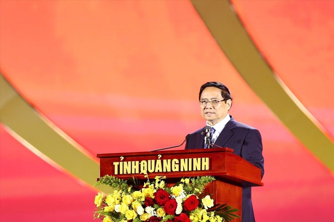 Prime Minister Pham Minh Chinh addresses the ceremony.