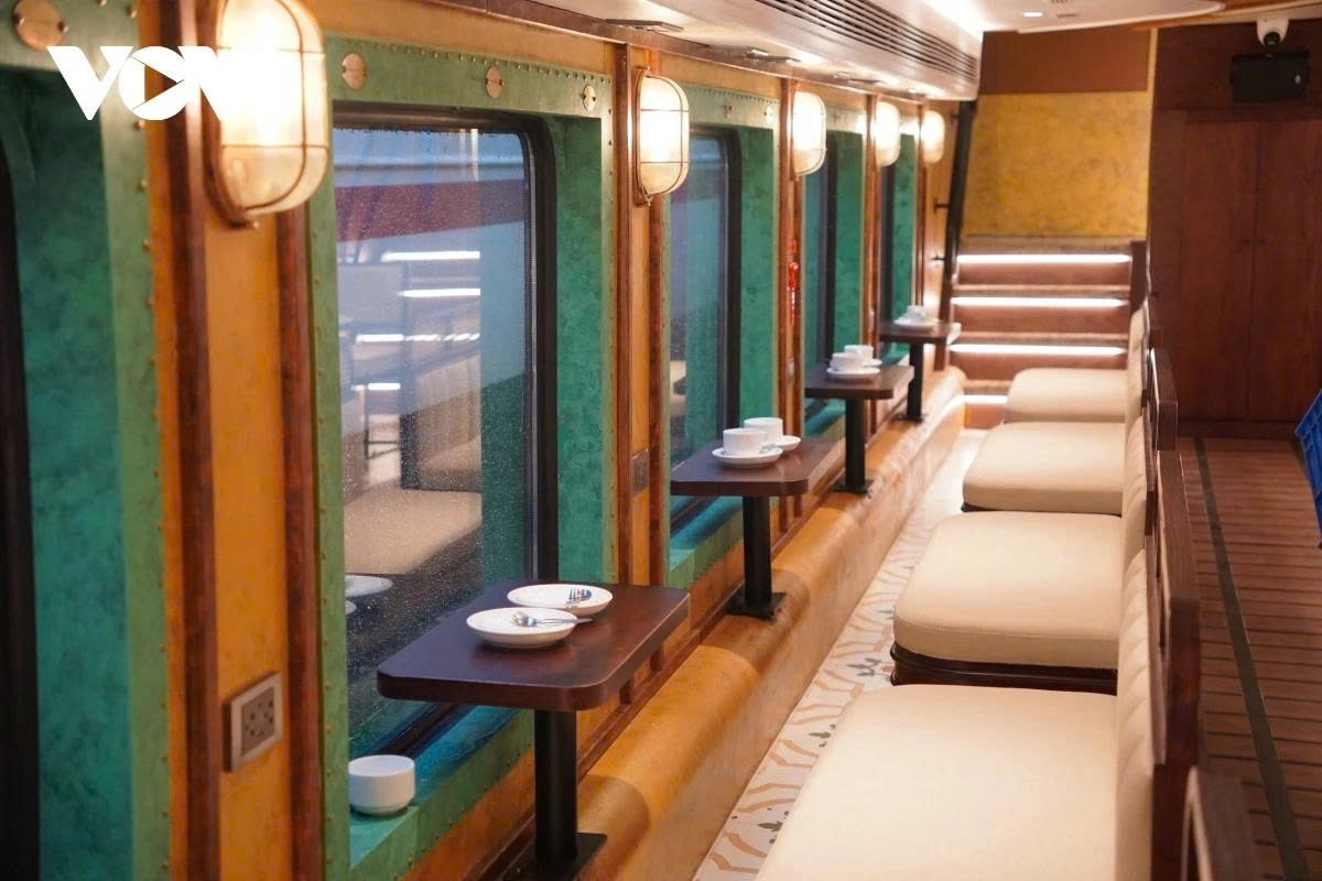 Large windows allow passengers to enjoy panoramic views of the city.