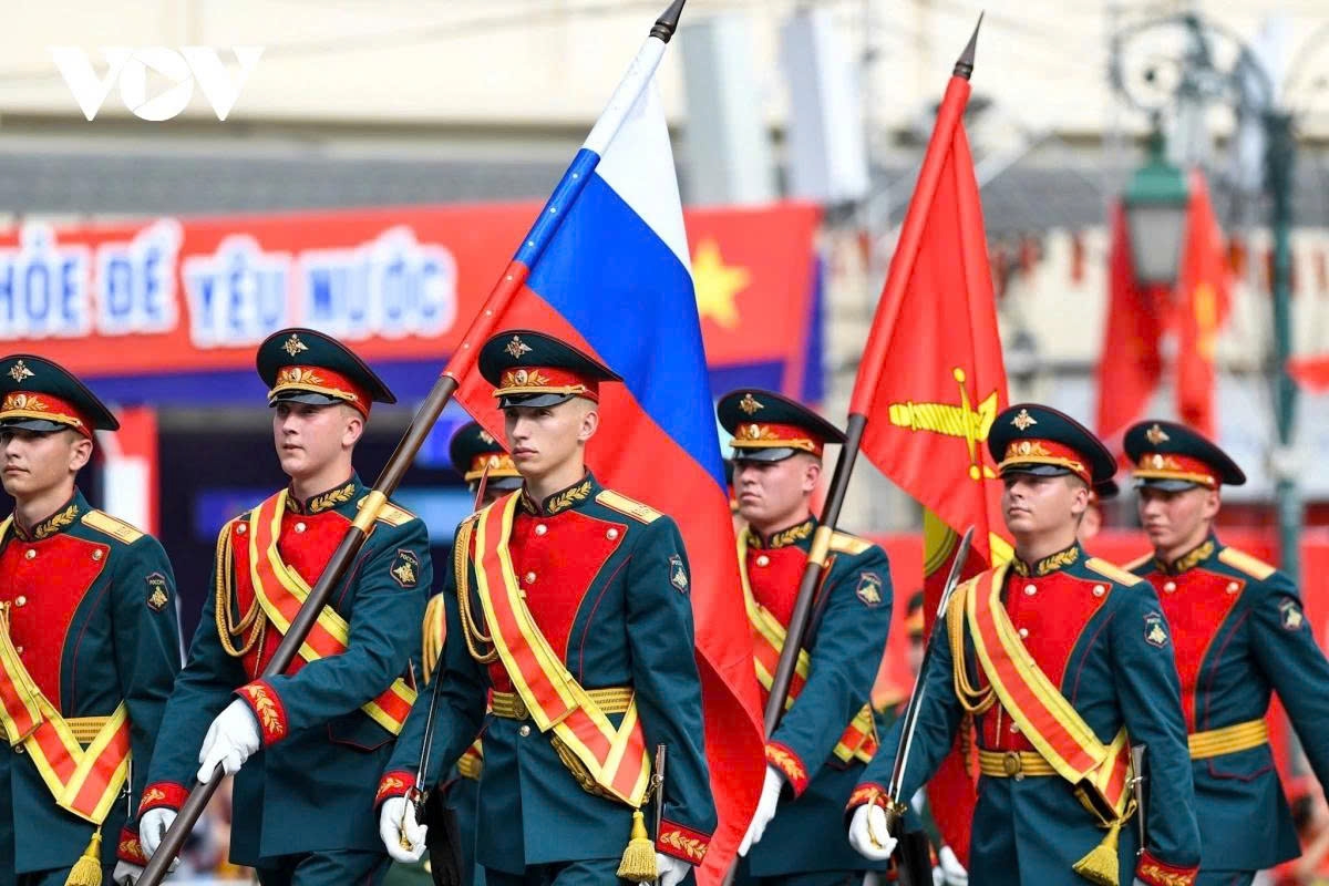 The event also welcomes the participation of several foreign military contingents, symbolising international solidarity. Photographed are soldiers from the Russian military contingent.