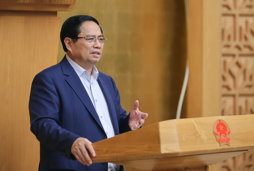 Prime Minister Pham Minh Chinh addresses the meeting (Photo: VNA)