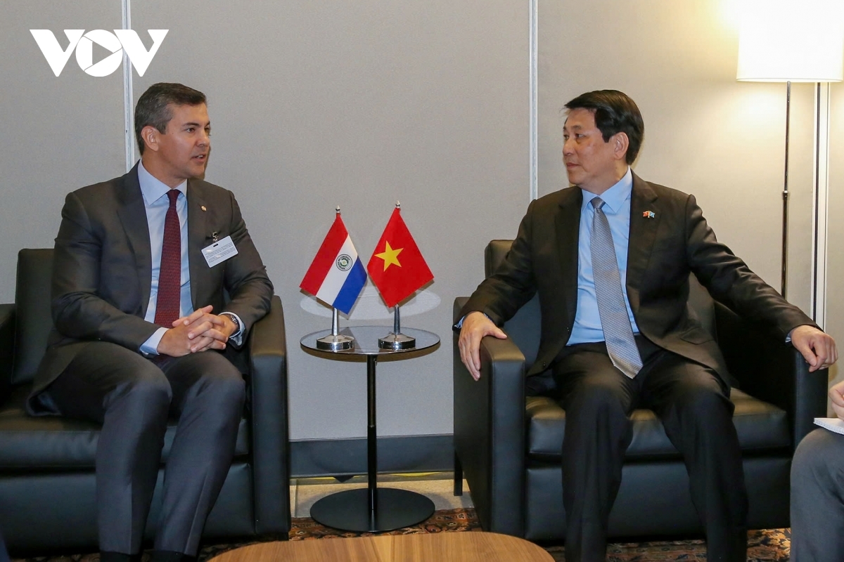 On the sidelines of UNGA 80, President Luong Cuong holds separate meetings with President of Paraguay Santiago Peña Palacios, Chancellor of Austria Christian Stocker, and President of Tajikistan Emomali Rahmon. In the photo, President Luong Cuong meets with President of Paraguay Santiago Peña Palacios.
