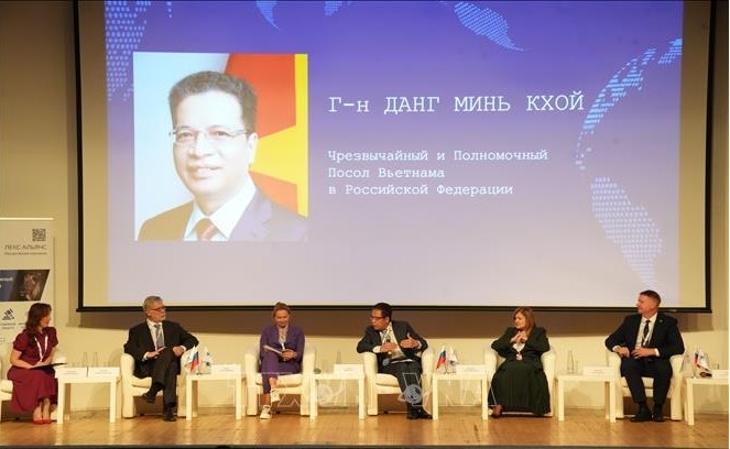 Vietnamese Ambassador to Russia Dang Minh Khoi speaks at the plenary session of IDT-2025
(Photo: VNA)