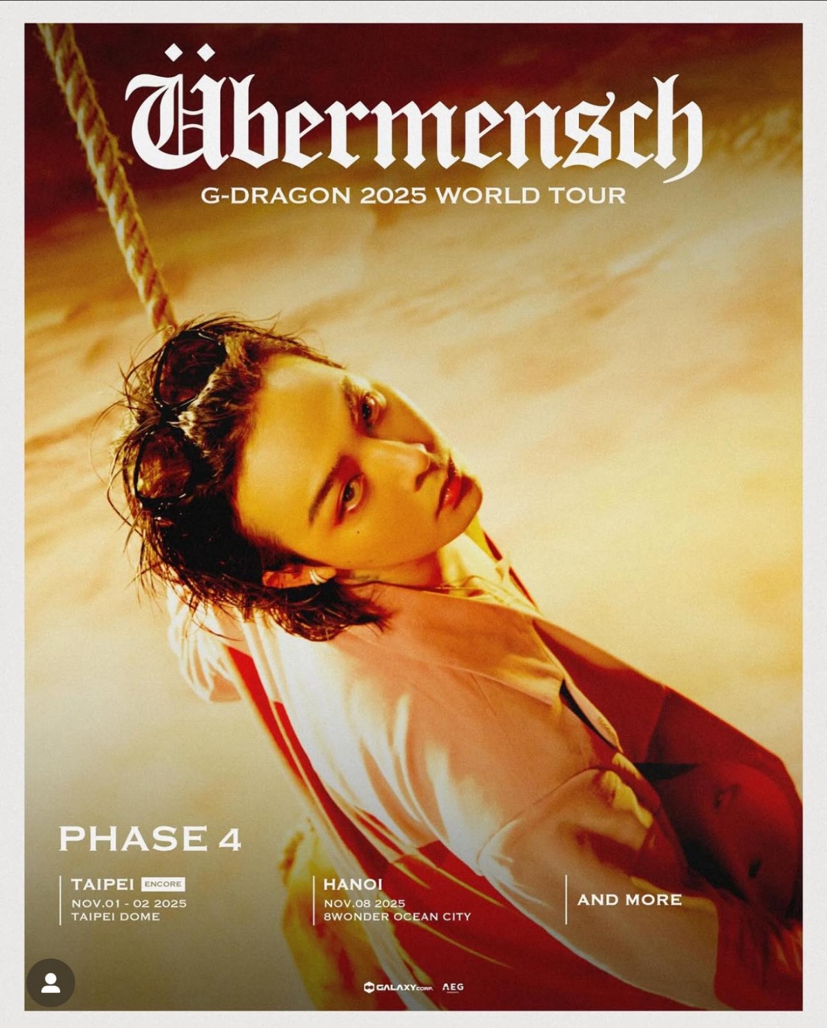 Hanoi and Taiwan to host phase 4 of G-Dragon’s Übermensch World Tour (Image: organizers)