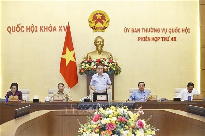 NA Chairman Tran Thanh Man speaks at the closing of the NA Standing Committee's 48th session. (Photo: VNA)