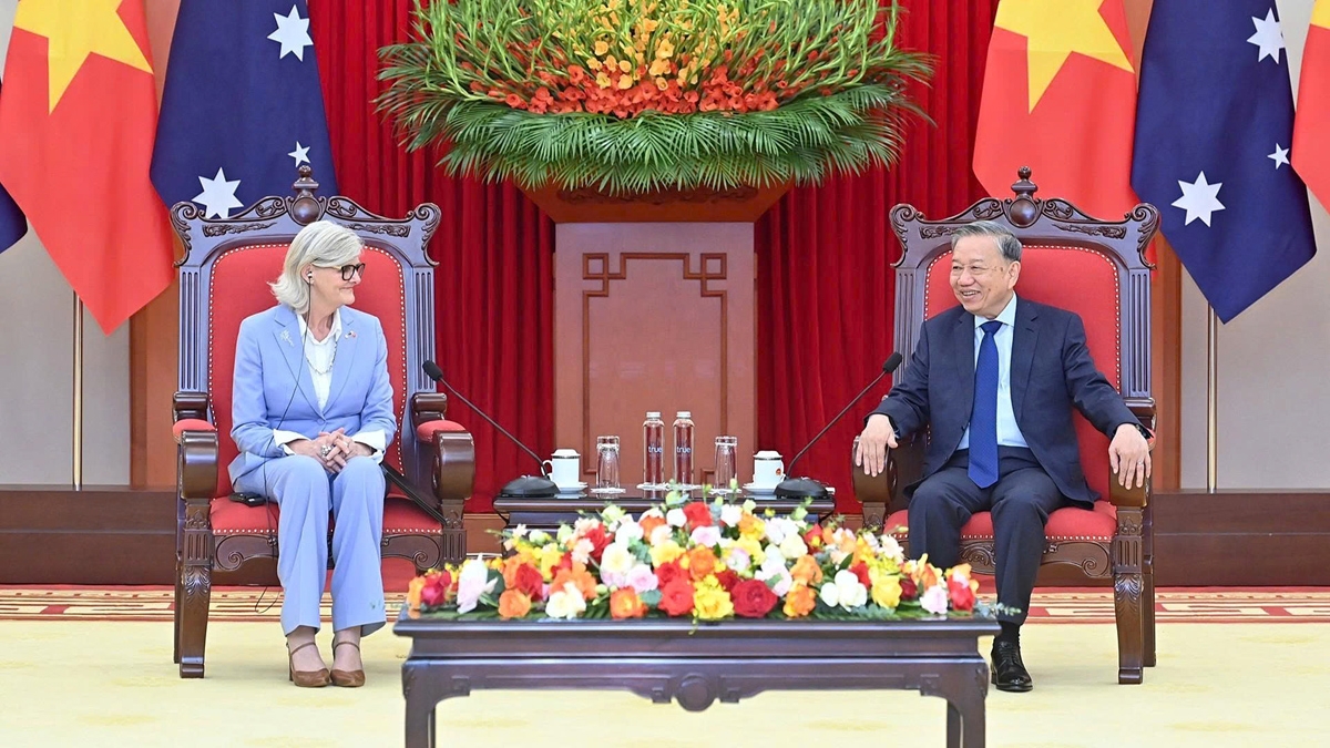 Vietnamese Party General Secretary To Lam (R) and Australian Governor General Sam Mostyn during their meeting in Hanoi on September 10. (Photo: nhandan.vn)
