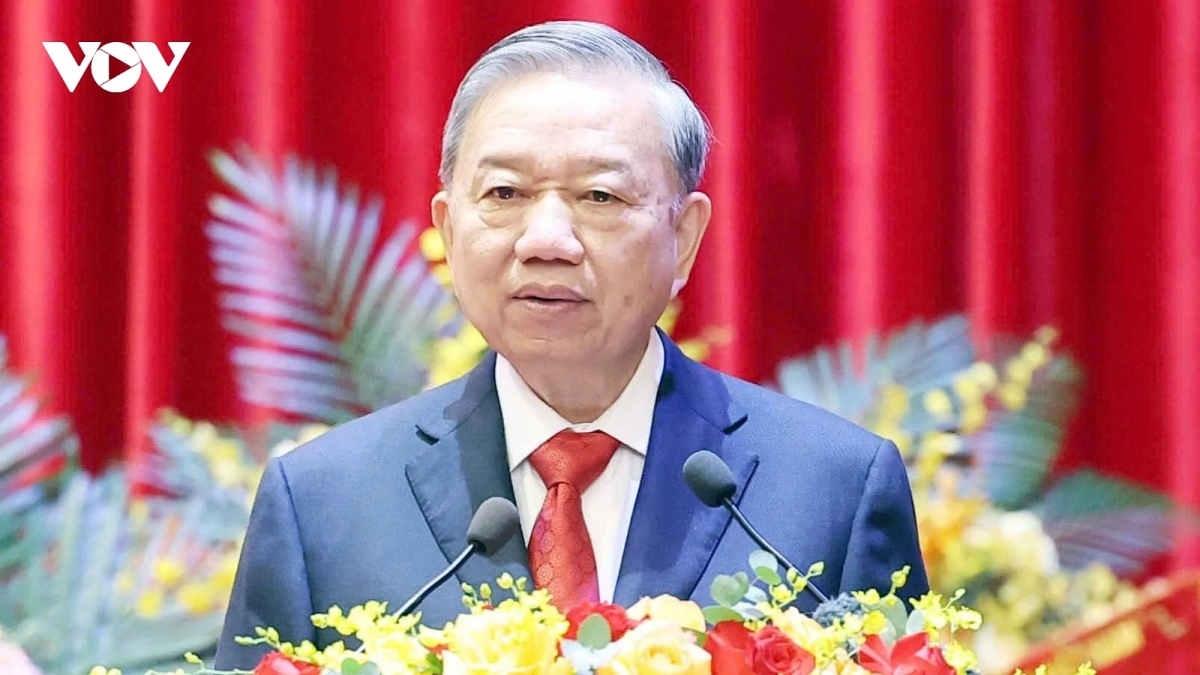 Party General Secretary To Lam speaks at the first Congress of the Party Committee of Central Party Agencies, in Hanoi on September 24