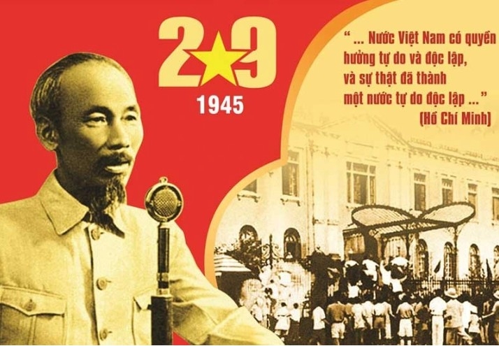 President Ho Chi Minh reads the Declaration of Independence on September 2, 1945, at Ba Dinh Square, Hanoi