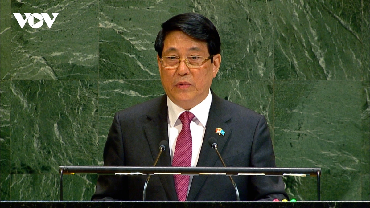 President Luong Cuong of Vietnam delivers a speech at the High-Level General Debate of the 80th Session of the United Nations General Assembly (UNGA 80) in New York, USA, on September 23
