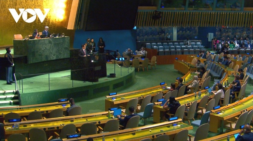 President Luong Cuong delivers a speech at the High-level General Debate of the 80th session of the United Nations General Assembly