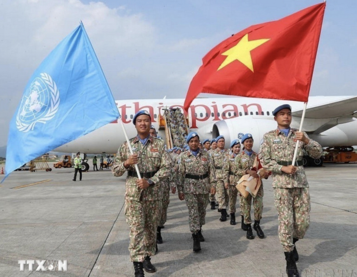 Welcome ceremony for Vietnamese Engineering Unit No.2 returning from UNISFA Mission. (Photo: VNA)