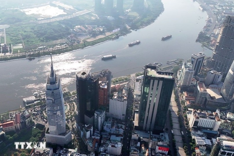 High-rise financial buildings in central Ho Chi Minh City along the Saigon River. (Photo: VNA)