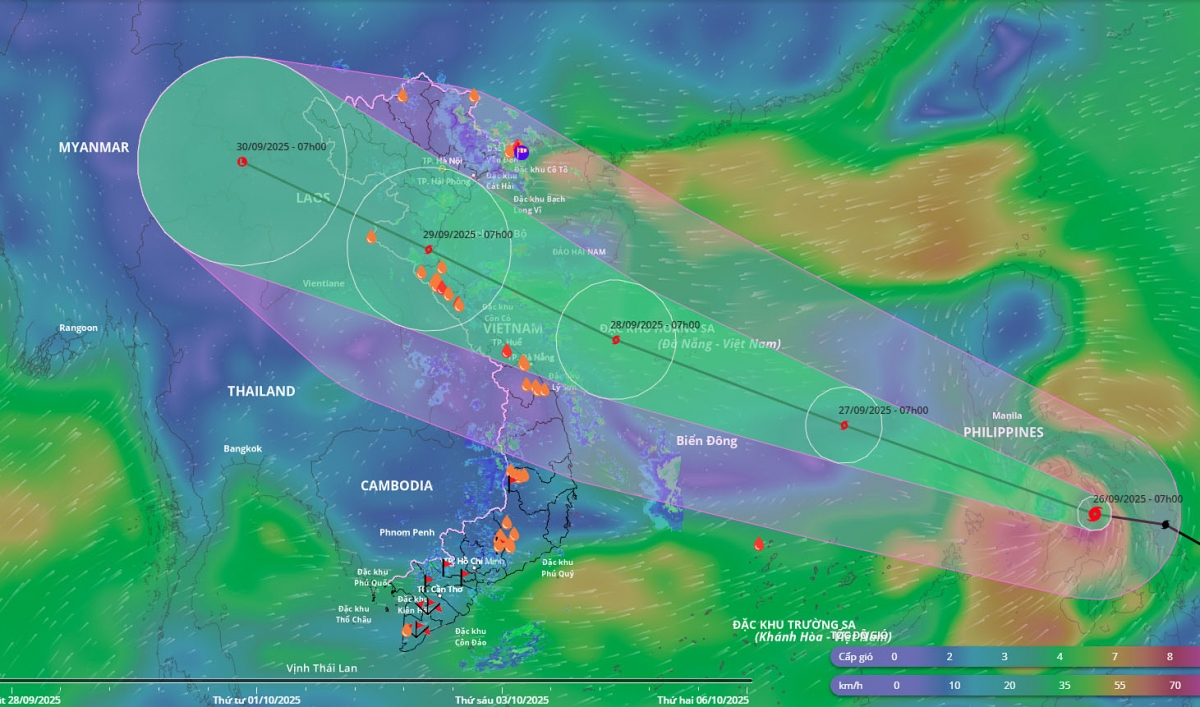 Typhoon Bualoi is approaching the East Sea and heading toward northern Vietnam. (Photo: vnmds)