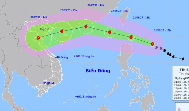 Typhoon Ragasa intensifies continuously, moving swiftly into the East Sea (Source: NCHMF)