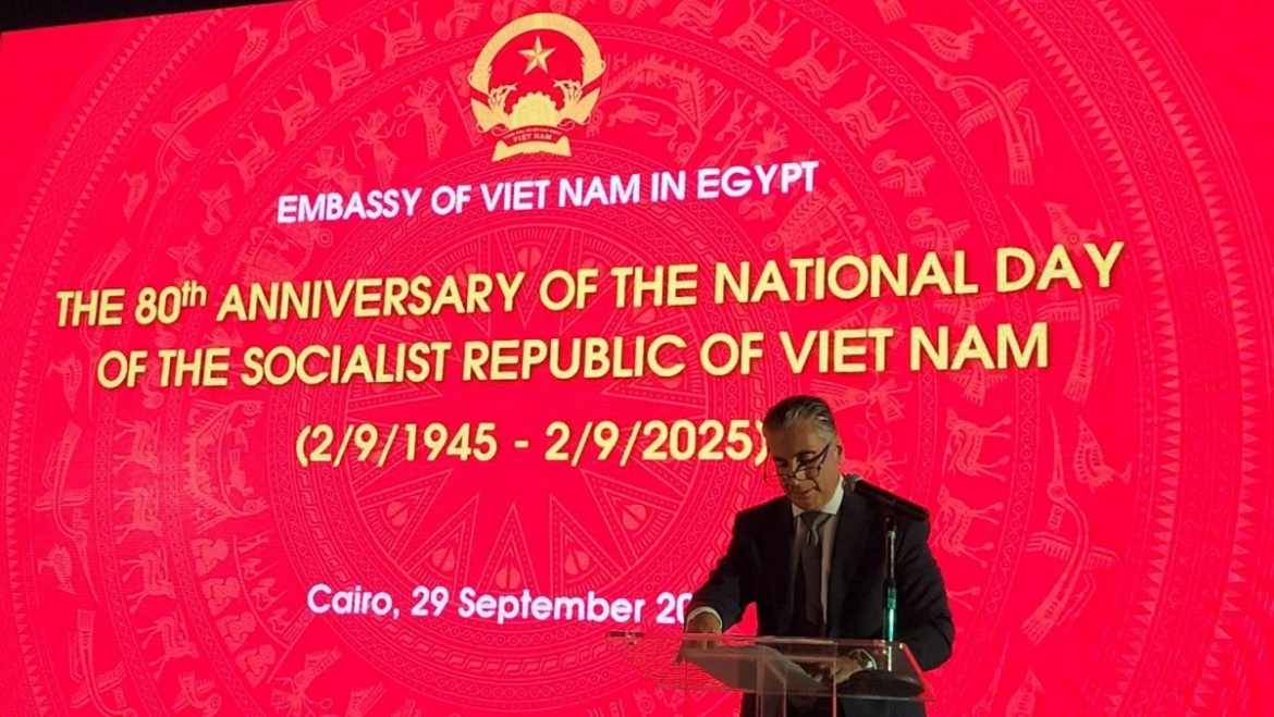 Ambassador Amr Hamza, Deputy Assistant Minister of Foreign Affairs of Egypt, highlights the growing ties between Egypt and Vietnam at the ceremony