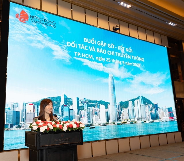 Liew Chian Jia, regional director for Southeast Asia at the Hong Kong Tourism Board, lists upcoming events in Hong Kong tourism. — VNS Photo