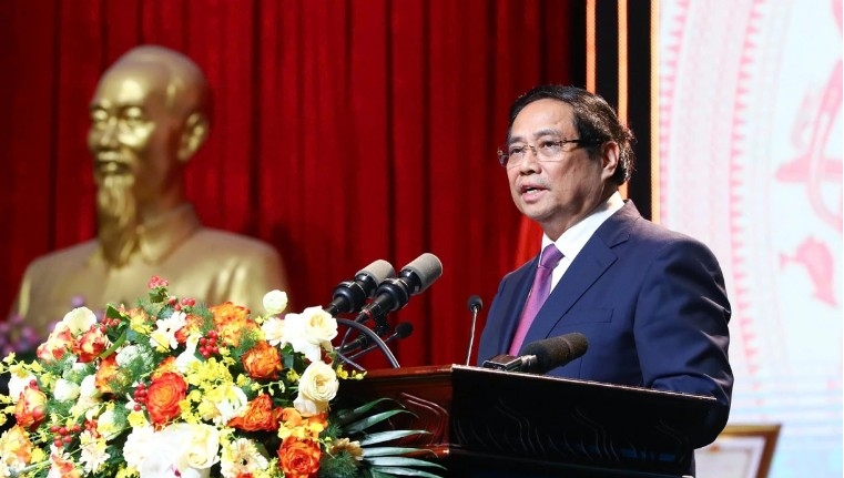 PM Pham Minh Chinh give a speech at the ceremony, acknowledging VOV’s contributions over 80 years of establishment and development