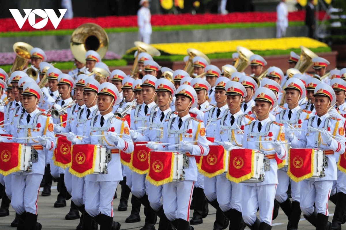The military band formation at the parade 10 years ago