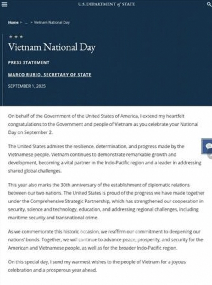 A screenshot of the press statement.