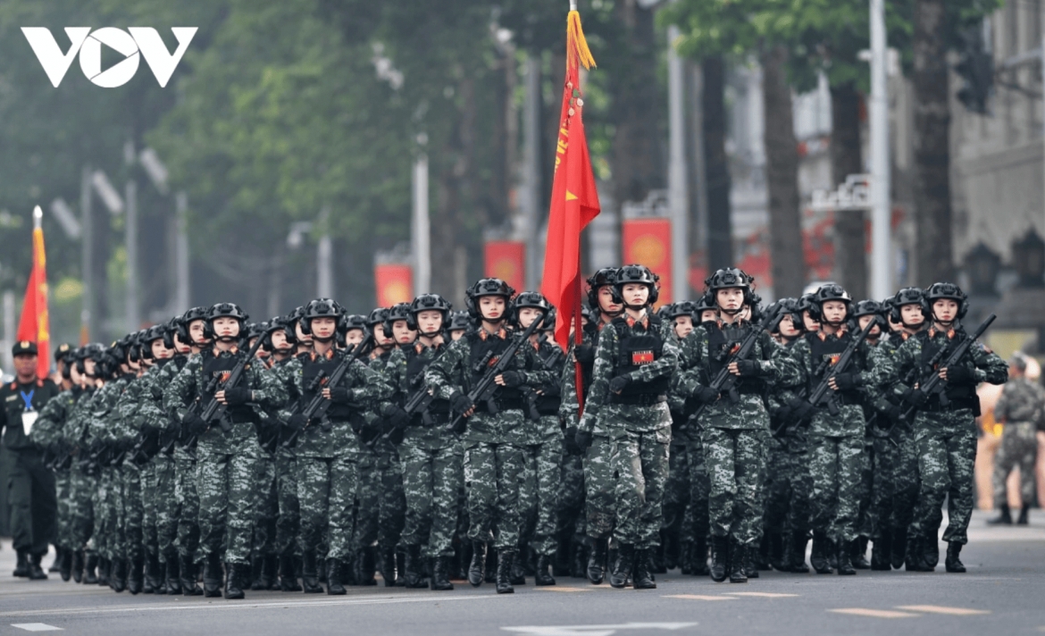The female officers of the Special Police Force participate in the parade as a striking example of discipline, courage, and resilience.