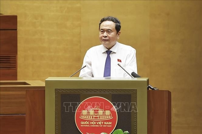 Chairman of the National Assembly Tran Thanh Man delivers the opening speech at the event. (Photo: VNA)