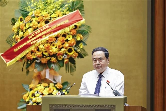 National Assembly Chairman Tran Thanh Man speaks at the thematic conference on digital knowledge and skills framework for a modern legislature in Hanoi on September 13. (Photo: VNA)