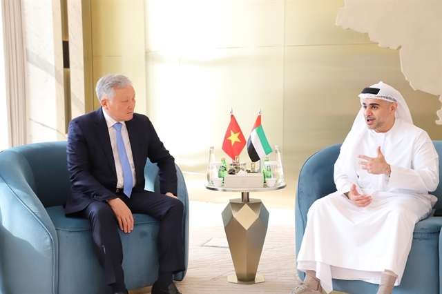 Deputy PM Nguyen Hoa Binh meets with Ahmed Jasim Al Zaabi, Chairman of the Abu Dhabi Global Market. — VNA/VNS Photo Nguyen Truong